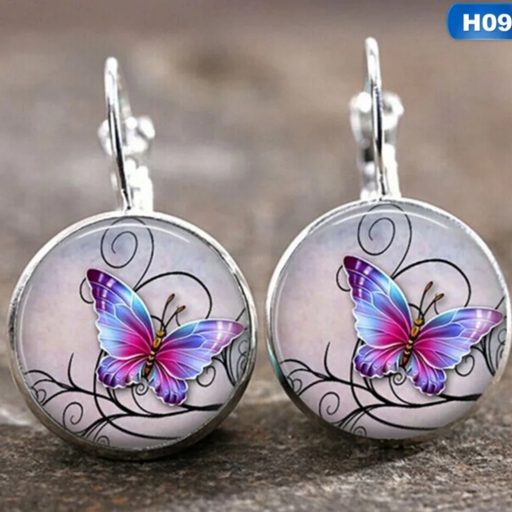 Butterfly Silver or Bronze Boho Drop Earrings